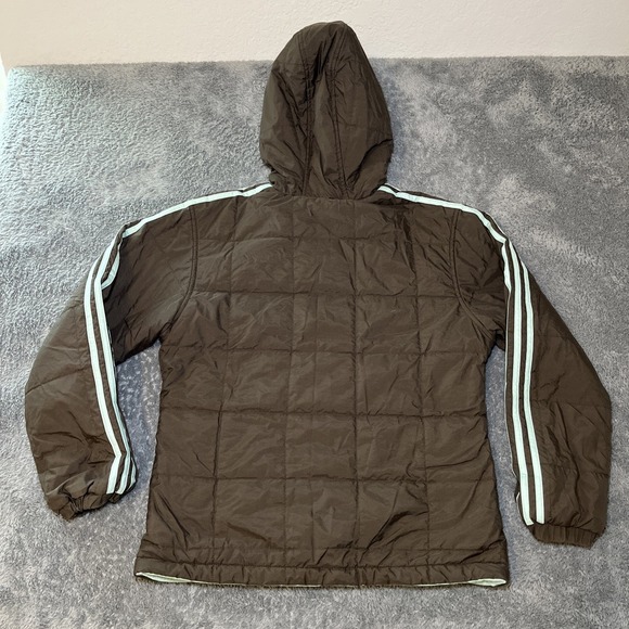 Adidas Men's Reversible Puffer Jacket To Sweater SZ S Brown/Mint Green Hoodie - Picture 10 of 16